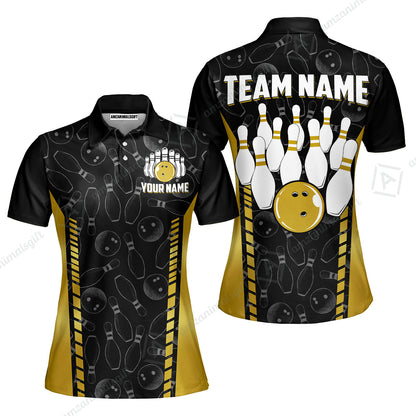 Custom Bowling Unisex Polo Shirts, Bowling Team Jersey Pattern, Bowling uniforms Ball & Pins Multicolor Options