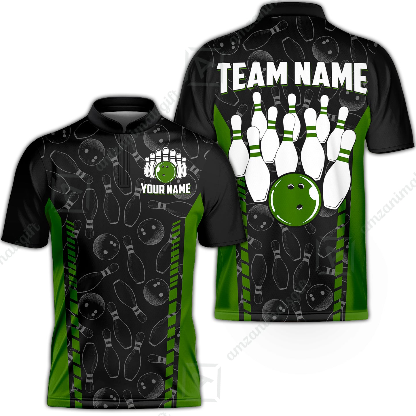 Custom Bowling Unisex Polo Shirts, Bowling Team Jersey Pattern, Bowling uniforms Ball & Pins Multicolor Options