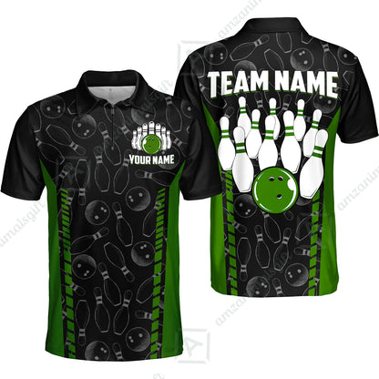 Custom Bowling Unisex Polo Shirts, Bowling Team Jersey Pattern, Bowling uniforms Ball & Pins Multicolor Options