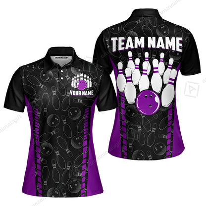 Custom Bowling Unisex Polo Shirts, Bowling Team Jersey Pattern, Bowling uniforms Ball & Pins Multicolor Options