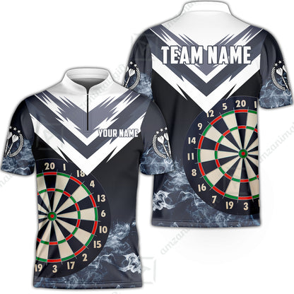 Custom Smoke Multi-Color Darts Quarter-Zip Team Shirts, Customized Name Team Name Darts Team Jerseys Uniform