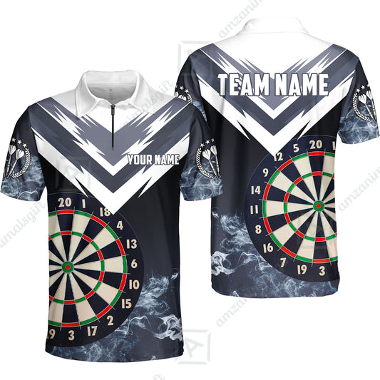 Custom Smoke Multi-Color Darts Quarter-Zip Team Shirts, Customized Name Team Name Darts Team Jerseys Uniform