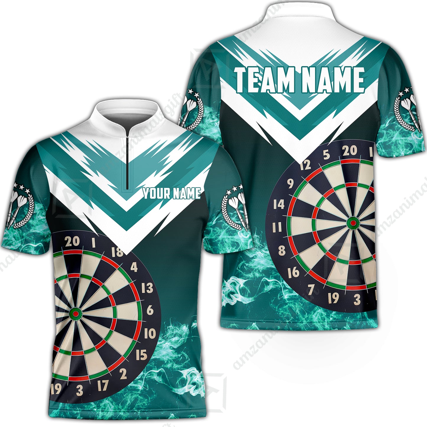 Custom Smoke Multi-Color Darts Quarter-Zip Team Shirts, Customized Name Team Name Darts Team Jerseys Uniform