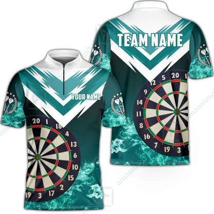 Custom Smoke Multi-Color Darts Quarter-Zip Team Shirts, Customized Name Team Name Darts Team Jerseys Uniform