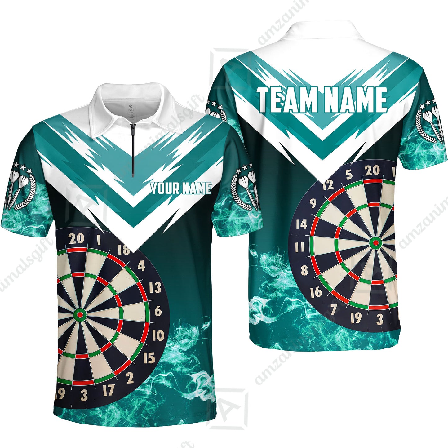 Custom Smoke Multi-Color Darts Quarter-Zip Team Shirts, Customized Name Team Name Darts Team Jerseys Uniform