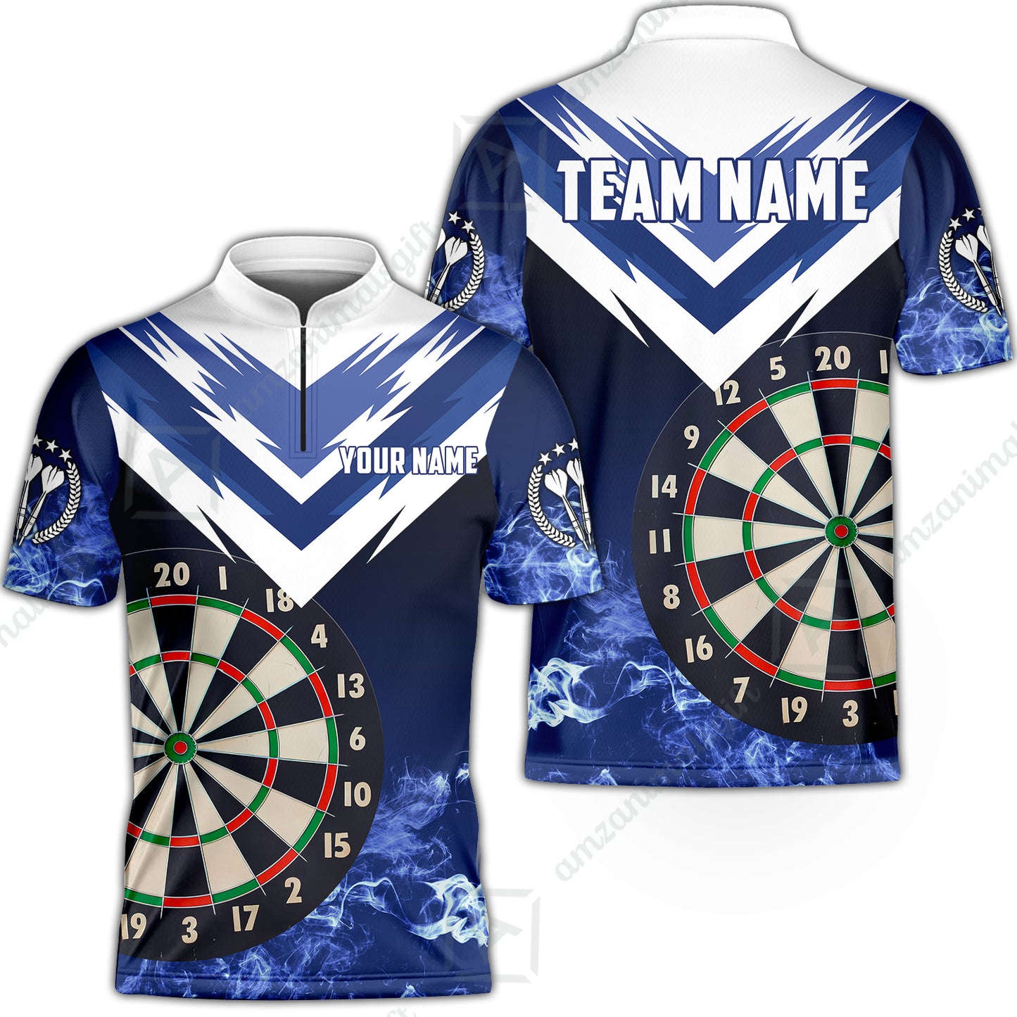 Custom Smoke Multi-Color Darts Quarter-Zip Team Shirts, Customized Name Team Name Darts Team Jerseys Uniform