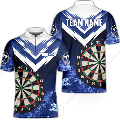 Custom Smoke Multi-Color Darts Quarter-Zip Team Shirts, Customized Name Team Name Darts Team Jerseys Uniform