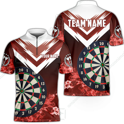 Custom Smoke Multi-Color Darts Quarter-Zip Team Shirts, Customized Name Team Name Darts Team Jerseys Uniform
