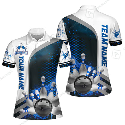 Custom Team Name Bowling Team Jersey - Custom Name Bowling Ball And Pins Water Personalized Bowling Polo Shirt - Uniform Shirt For Bowlers