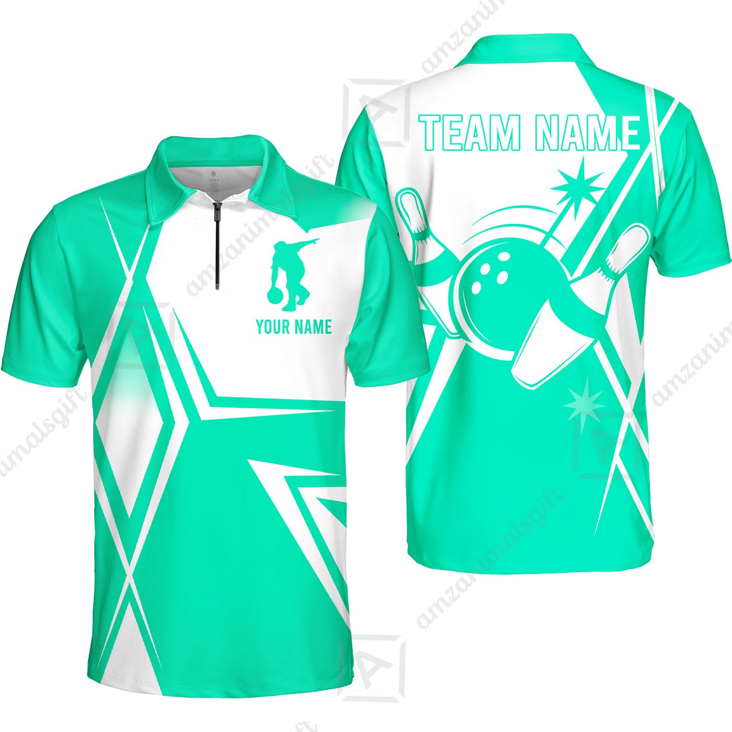 Custom Bowling Team Jersey, Bowling Player Jersey Multicolor Polo Quarter-Zip Shirts, Custom Bowling Uniforms Jerseys, Custom Name And Team Name