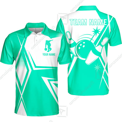 Custom Bowling Team Jersey, Bowling Player Jersey Multicolor Polo Quarter-Zip Shirts, Custom Bowling Uniforms Jerseys, Custom Name And Team Name