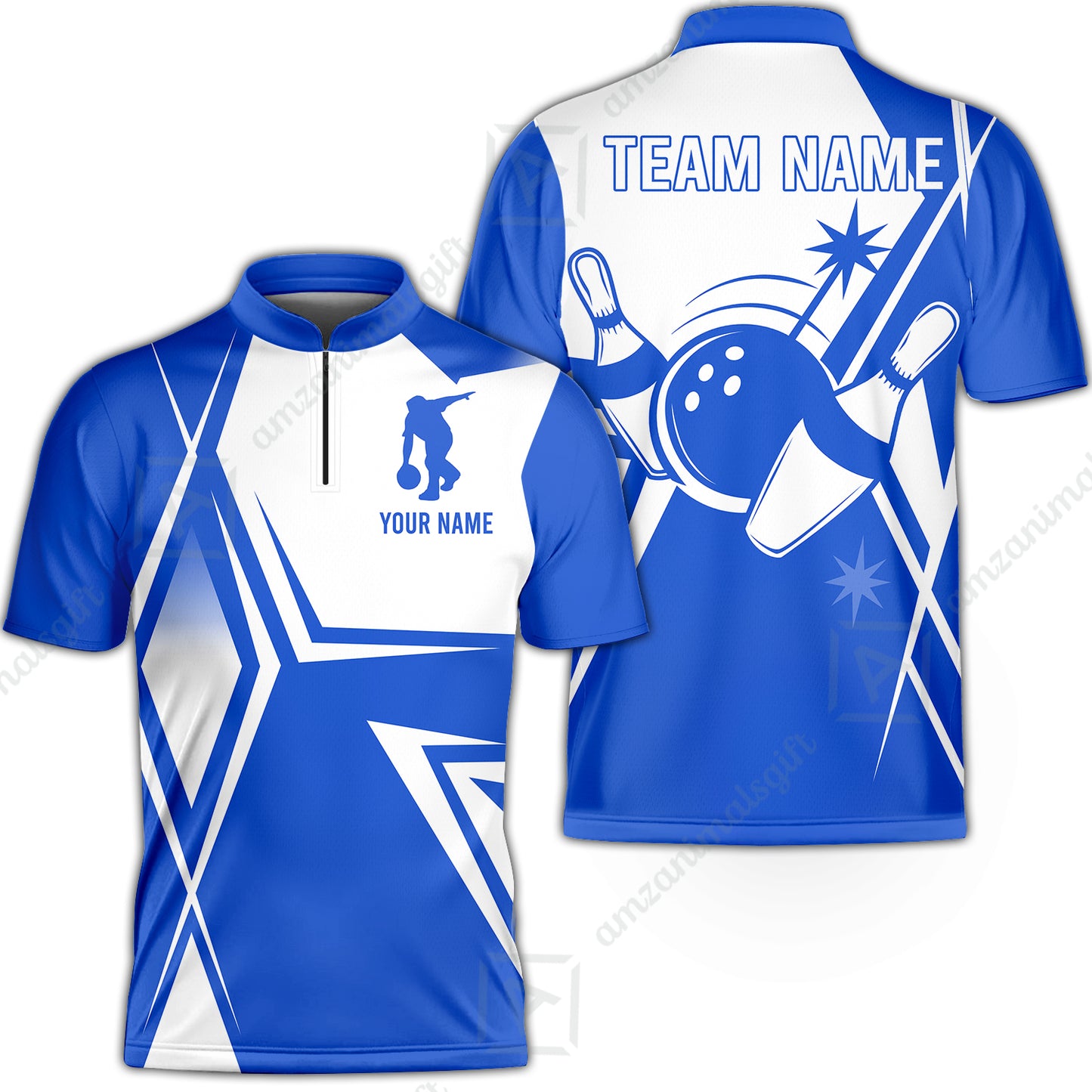 Custom Bowling Team Jersey, Bowling Player Jersey Multicolor Polo Quarter-Zip Shirts, Custom Bowling Uniforms Jerseys, Custom Name And Team Name