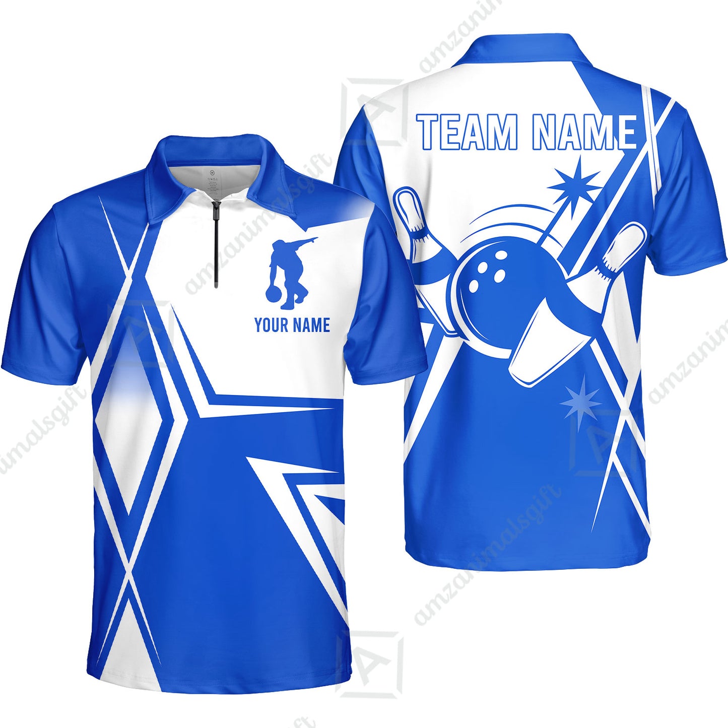 Custom Bowling Team Jersey, Bowling Player Jersey Multicolor Polo Quarter-Zip Shirts, Custom Bowling Uniforms Jerseys, Custom Name And Team Name