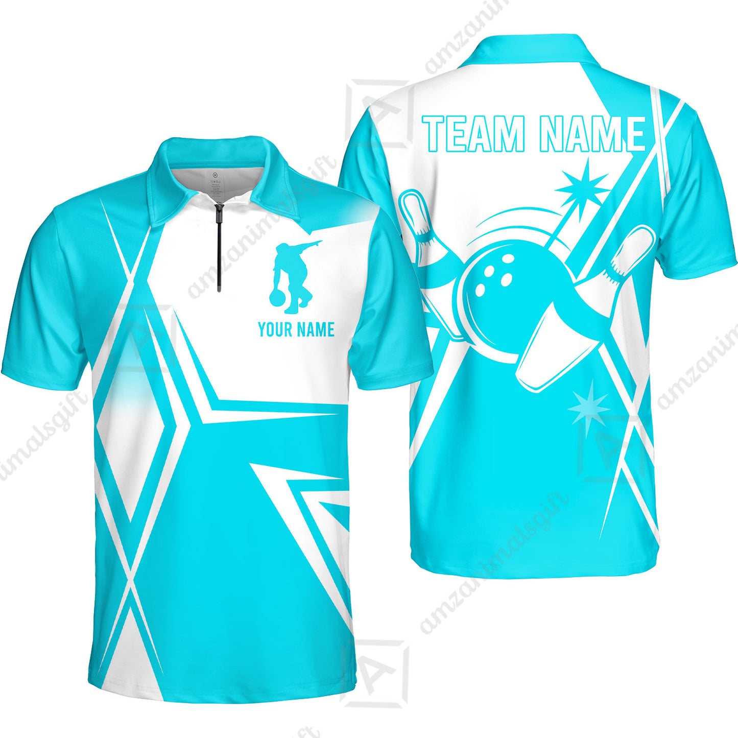 Custom Bowling Team Jersey, Bowling Player Jersey Multicolor Polo Quarter-Zip Shirts, Custom Bowling Uniforms Jerseys, Custom Name And Team Name