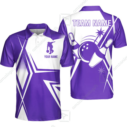 Custom Bowling Team Jersey, Bowling Player Jersey Multicolor Polo Quarter-Zip Shirts, Custom Bowling Uniforms Jerseys, Custom Name And Team Name