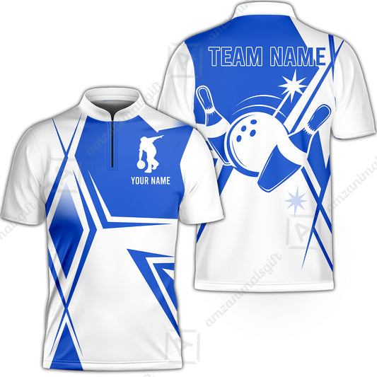 Custom Bowling Team Jersey,  Custom Name And Team Name Bowling Jersey Multicolor Polo Quarter-Zip Shirts, Custom Bowling Uniforms Jerseys