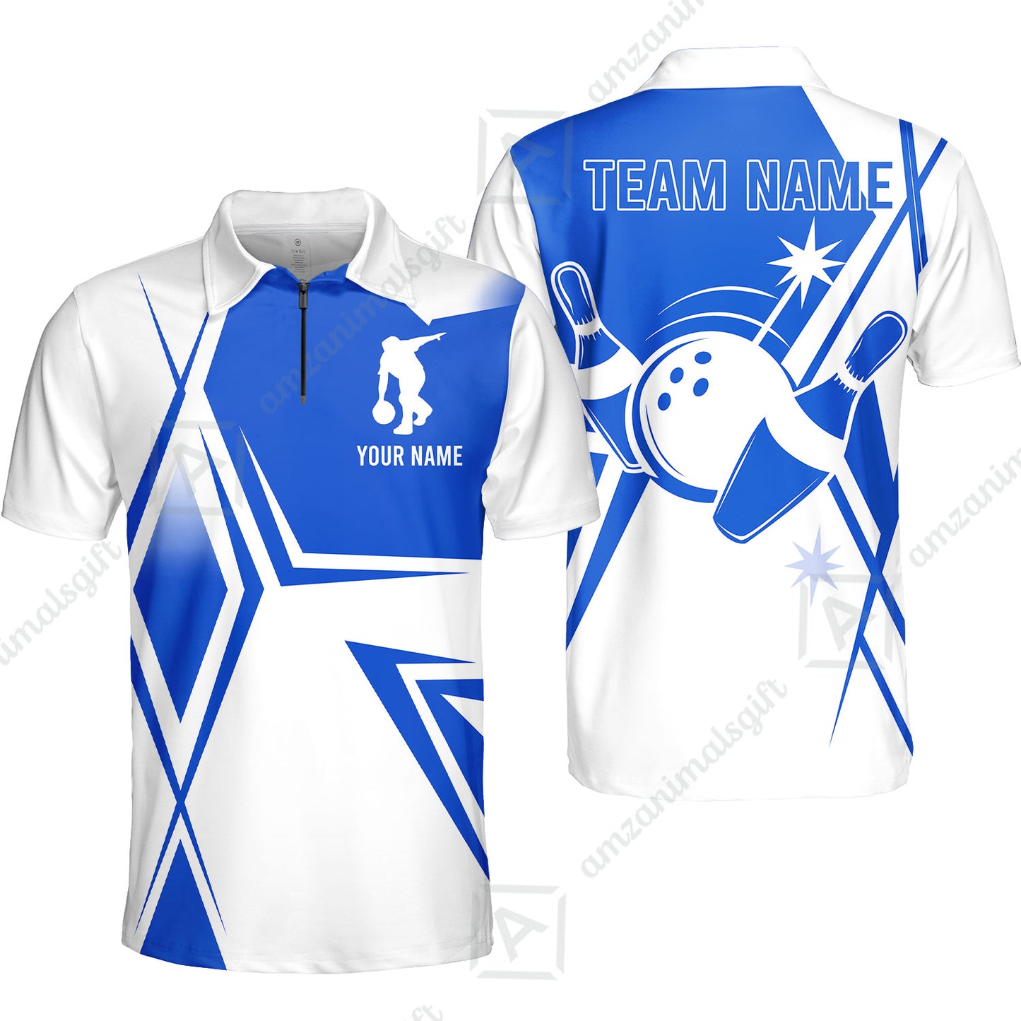 Custom Bowling Team Jersey,  Custom Name And Team Name Bowling Jersey Multicolor Polo Quarter-Zip Shirts, Custom Bowling Uniforms Jerseys