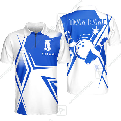 Custom Bowling Team Jersey,  Custom Name And Team Name Bowling Jersey Multicolor Polo Quarter-Zip Shirts, Custom Bowling Uniforms Jerseys