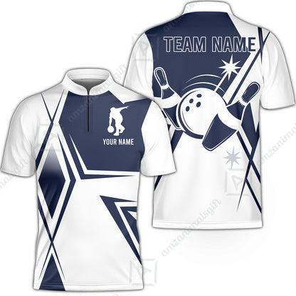 Custom Bowling Team Jersey,  Custom Name And Team Name Bowling Jersey Multicolor Polo Quarter-Zip Shirts, Custom Bowling Uniforms Jerseys