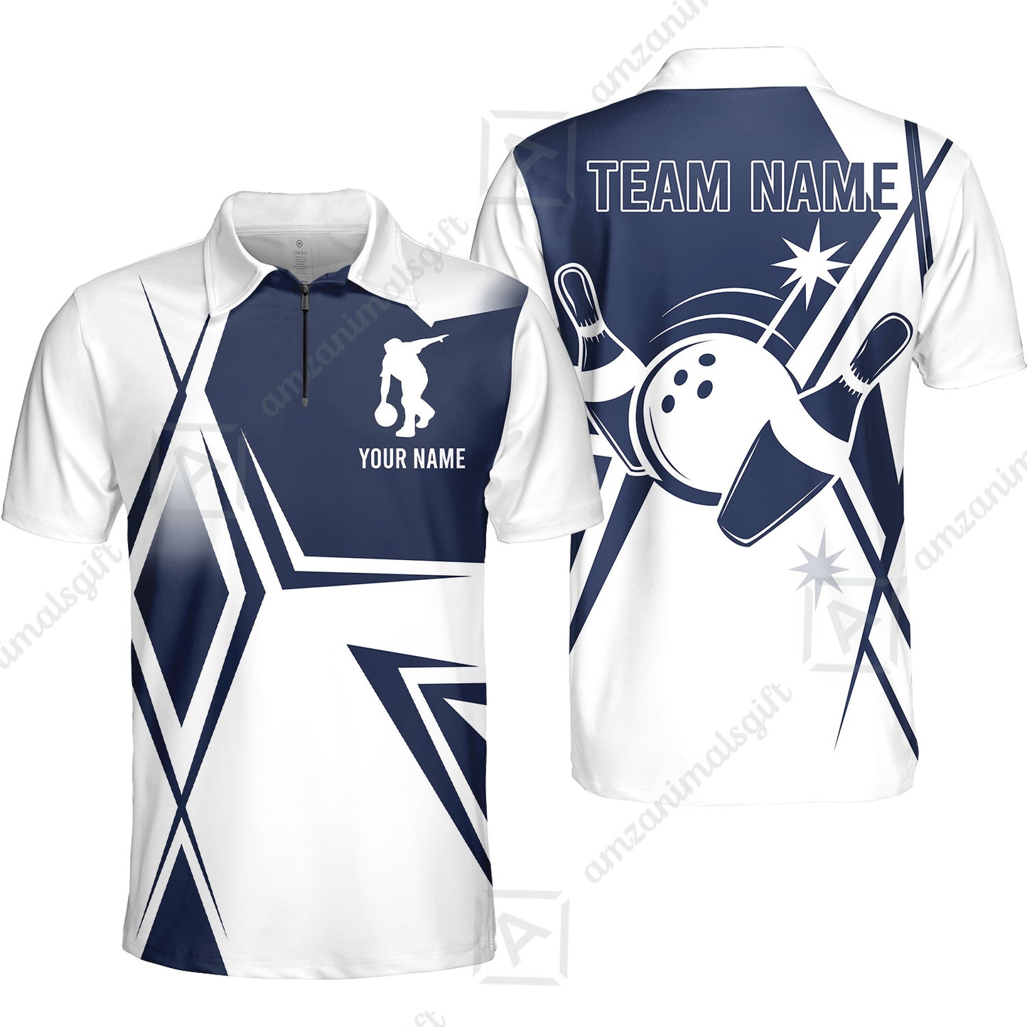 Custom Bowling Team Jersey,  Custom Name And Team Name Bowling Jersey Multicolor Polo Quarter-Zip Shirts, Custom Bowling Uniforms Jerseys