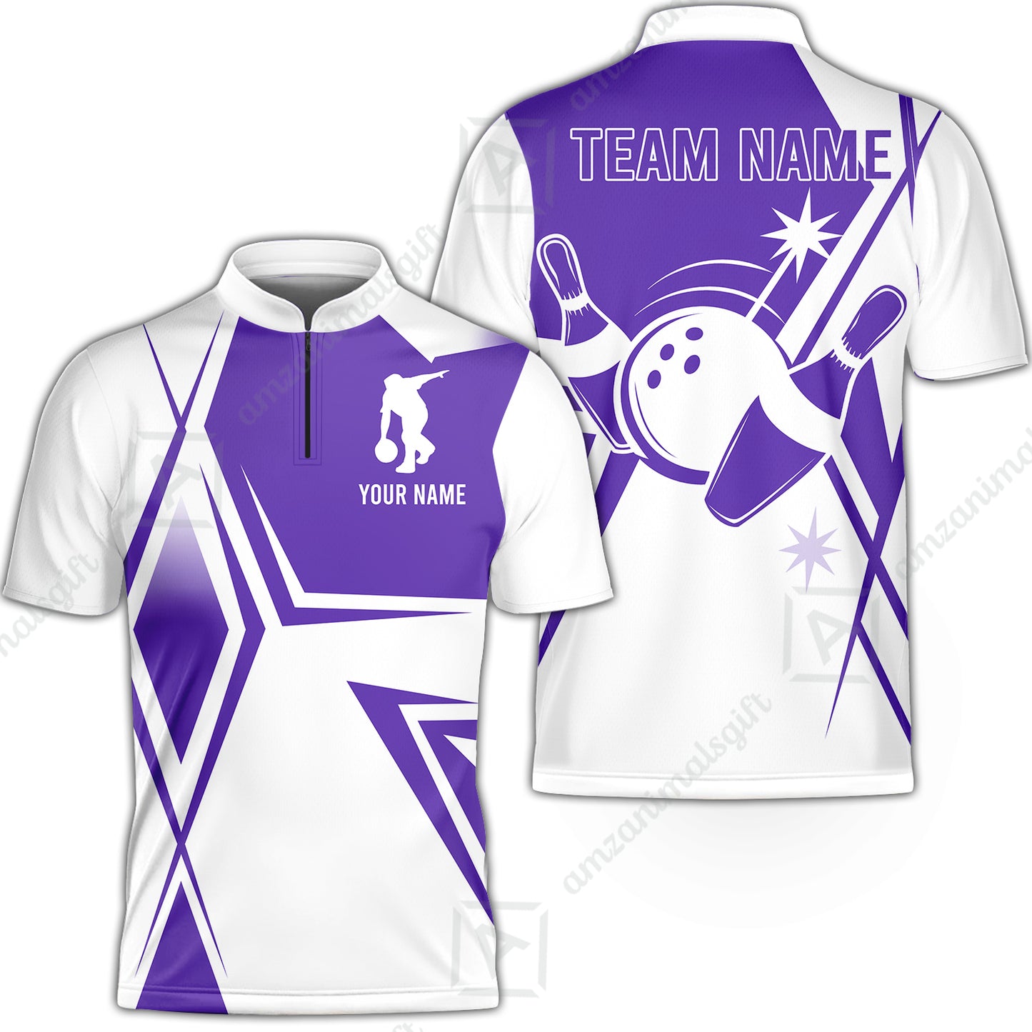 Custom Bowling Team Jersey,  Custom Name And Team Name Bowling Jersey Multicolor Polo Quarter-Zip Shirts, Custom Bowling Uniforms Jerseys