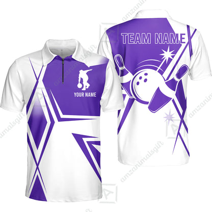 Custom Bowling Team Jersey,  Custom Name And Team Name Bowling Jersey Multicolor Polo Quarter-Zip Shirts, Custom Bowling Uniforms Jerseys