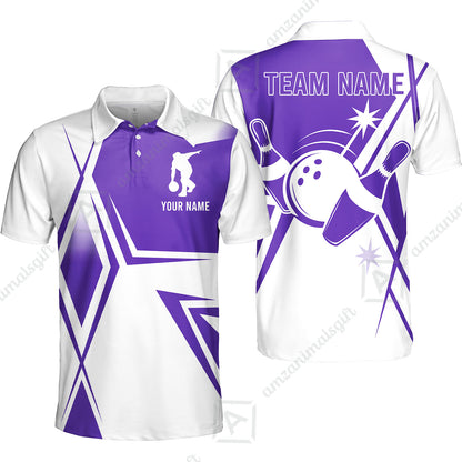 Custom Bowling Team Jersey,  Custom Name And Team Name Bowling Jersey Multicolor Polo Quarter-Zip Shirts, Custom Bowling Uniforms Jerseys