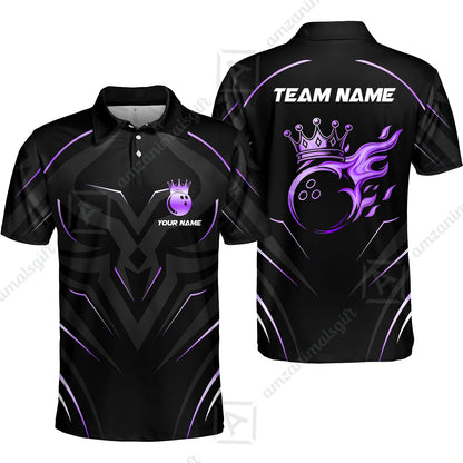 Customized Bowling Polo Shirt, Custom Crown Bowling Uniform Polo Shirt, Multicolor Team Style Jersey for Bowlers