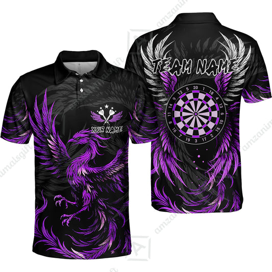 Custom Darts Team Unisex Polo Shirt, Phoenix Dartboard Wings Darts Jersey Polo Quarter-Zip Shirts, Custom Name And Team Name Darts Uniforms Jersey