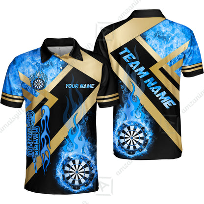 Customized Darts Polo Shirt, Darts Dartboard Fire Flame Multicolor Custom Team Polo Shirt Jersey For Darts Players
