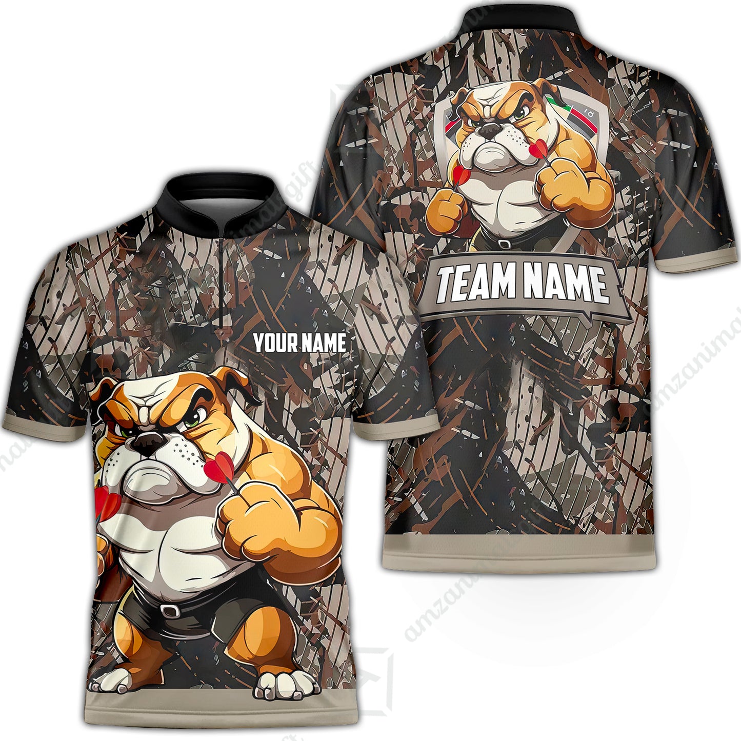 Personalized Darts Polo Shirt - Custom Name Darts & Bulldog Polo Shirt - Polo Shirt For Bulldog Lover, Darts Lover