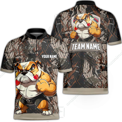 Personalized Darts Polo Shirt - Custom Name Darts & Bulldog Polo Shirt - Polo Shirt For Bulldog Lover, Darts Lover