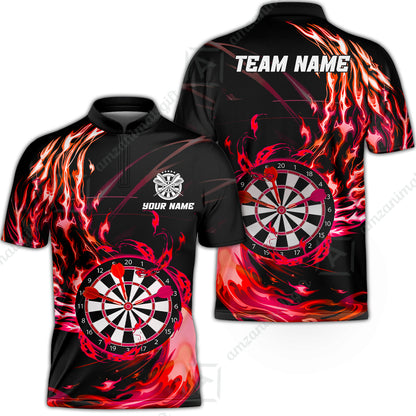 Personalized Darts Hawaiian Shirt - Custom Name & Team Name Darts Purple Fire Polo Shirt For Women, Darts Team, Darts Lover