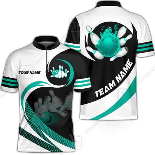 Custom Bowling Team Jersey Shirts, Custom Flame Ball Bowling Uniforms Unisex Polo, Multi Colors Personalized Name And Team Name