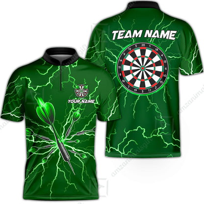 Custom Thunder Lightning Darts Quarter Men Polo Team Shirts,  Custom Darts Team Jerseys Uniform, Personalized Name And Team Name