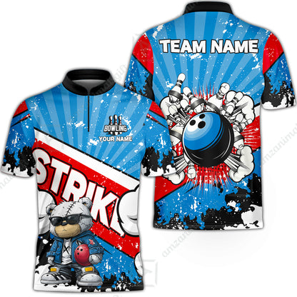 Customized Unisex Polo Shirt, Bowling Hip Hop Cartoon Design, Uniform Bowling - Personalized Name And Team Name