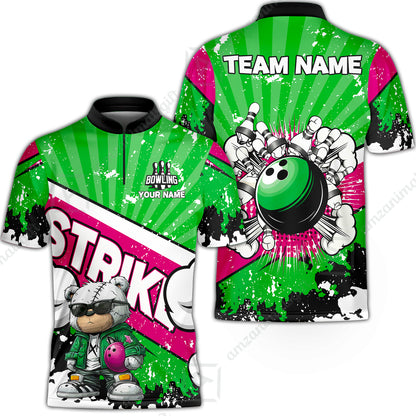 Customized Unisex Polo Shirt, Bowling Hip Hop Cartoon Design, Uniform Bowling - Personalized Name And Team Name