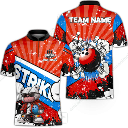 Customized Unisex Polo Shirt, Bowling Hip Hop Cartoon Design, Uniform Bowling - Personalized Name And Team Name