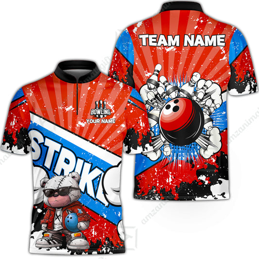 Customized Unisex Polo Shirt, Bowling Hip Hop Cartoon Design, Uniform Bowling - Personalized Name And Team Name