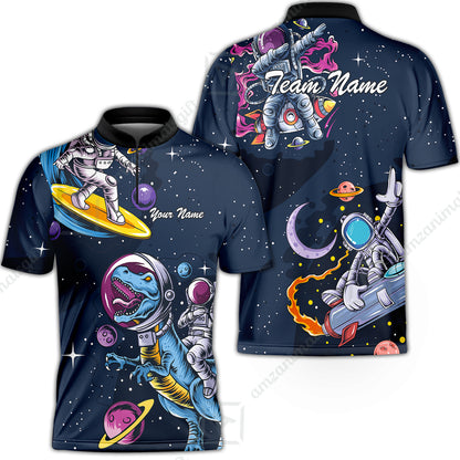 Customized Bowling Unisex Polo Shirt, Seraphic Galaxy Astronaut, Bowling Uniforms, Personalized Name And Team Name