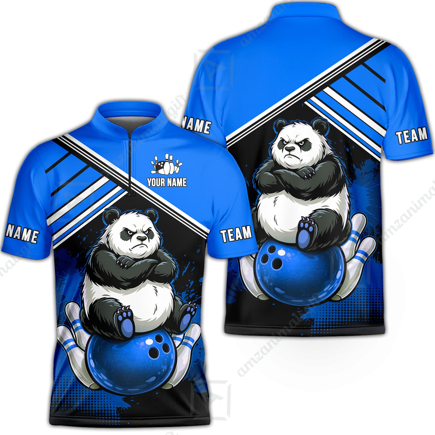 Custom Bowling Jersey Polo Shirt, Panda Mascot Bowling Custom Bowling Jersey Team Shirt For Players With Name & Team Name