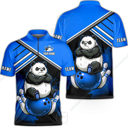 Custom Bowling Jersey Polo Shirt, Panda Mascot Bowling Custom Bowling Jersey Team Shirt For Players With Name & Team Name