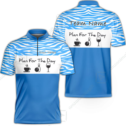 Custom Bowling Jersey Polo Shirt, Pink Zebra Pattern Bowling, Custom Bowling Jersey Team Shirt For Players With Name & Team Name