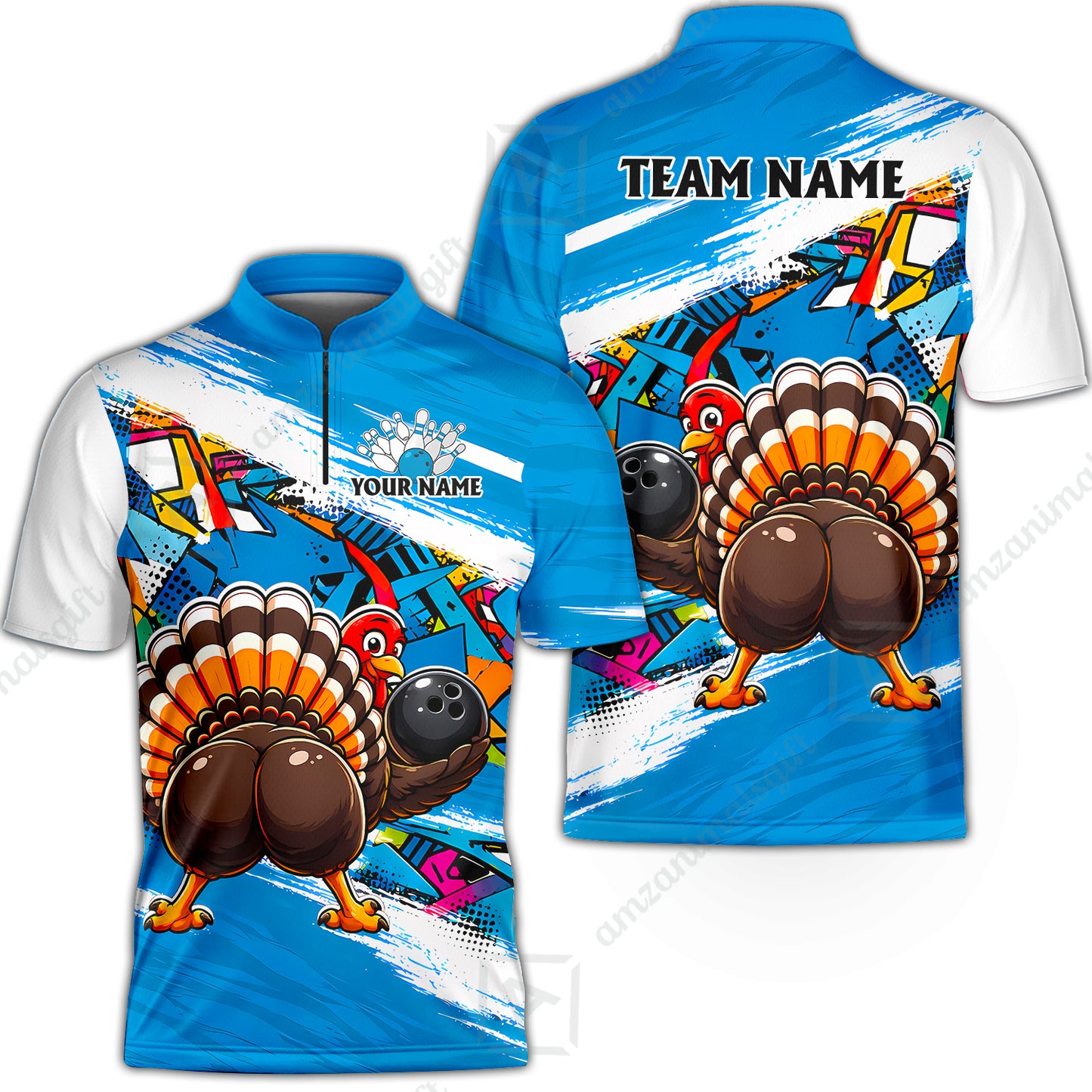 Custom Bowling Jersey Polo Shirt, Turkey Bowling, Personalized Name And Team Name