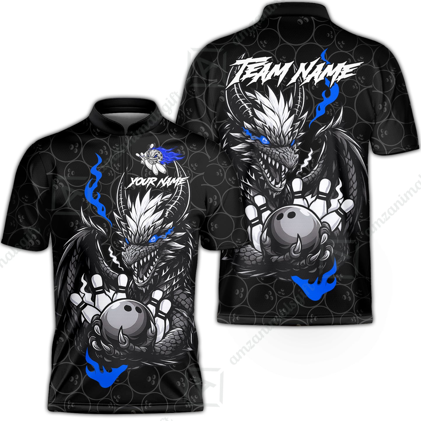 Custom Badass Dragon Bowling Jersey Polo Shirt, Custom Badass Dragon Bowling Team Shirt For Players With Name & Team Name