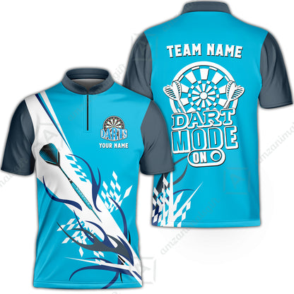 Custom Darts Mode On Multi-Color Team Jersey Polo Quarter-Zip Shirts, Customized Name Team Name Darts Team Jerseys Uniform
