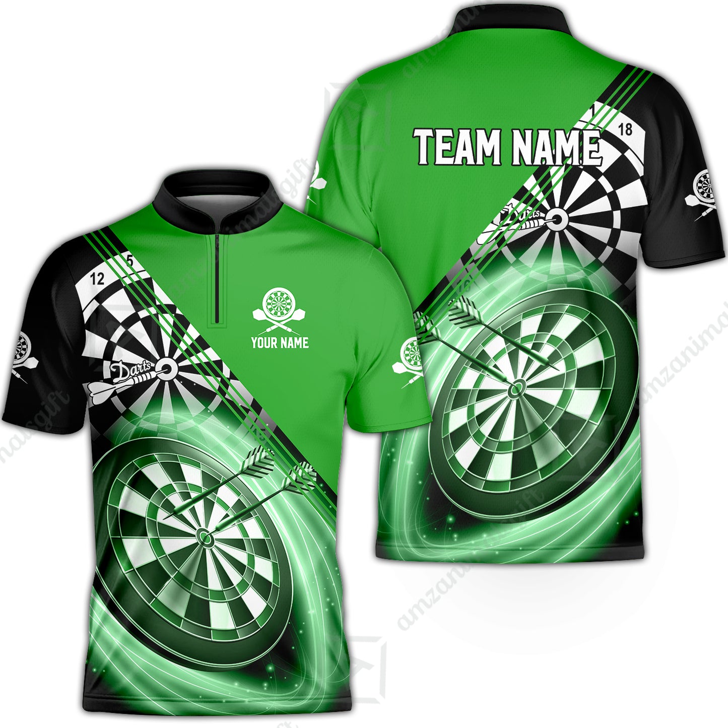 Custom Tailored Darts Team Jersey Polo Quarter-Zip Shirts, Customized Name Team Name Darts Team Jerseys Uniform