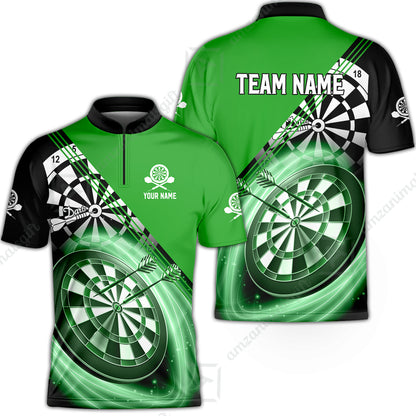 Custom Tailored Darts Team Jersey Polo Quarter-Zip Shirts, Customized Name Team Name Darts Team Jerseys Uniform