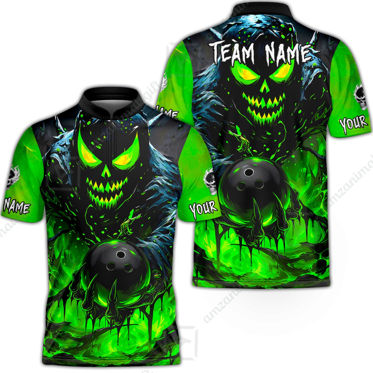 Custom Bowling Jersey Polo Shirt, Hellfire Strike, Custom Bowling Jersey Team Shirt For Players With Name & Team Name