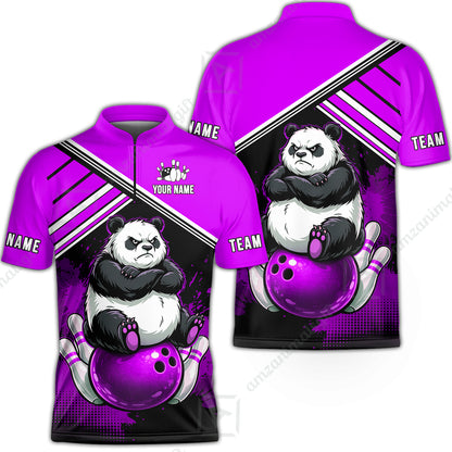 Custom Bowling Jersey Polo Shirt, Panda Mascot Bowling Custom Bowling Jersey Team Shirt For Players With Name & Team Name